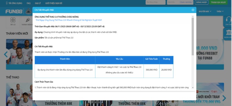 Khuyến mãi Fun88 - Đa dạng sự kiện siêu khủng tại nhà cái 4 Ứng Dụng Thể Thao 2.0 Thưởng Chào Mừng Khủng Cho Người Mới