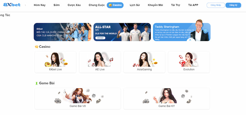 8XBET - Nhà cái cá cược thể thao uy tín hàng đầu Châu Á 5 Sân Chơi Game Bài