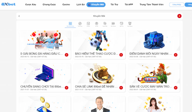 8XBET - Nhà cái cá cược thể thao uy tín hàng đầu Châu Á 8 Khuyến Mãi Cực Khủng Có Tại Nhà Cái 8Xbet