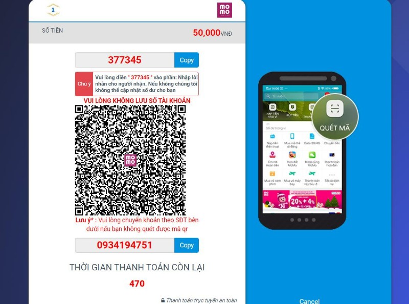 Hướng dẫn nạp tiền 1XBET chi tiết nhất cho người mới 2 Nạp Tiền 1Xbet Thông Qua Ứng Dụng Momo Pay