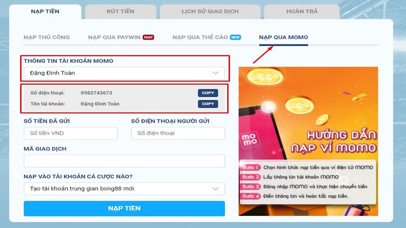 Nạp tiền 8LIVE - Hướng dẫn thực hiện từng phương pháp 2 Nạp Tiền 8Live Nhanh Và Thuận Lợi Bằng Ví Điện Tử Với 5 Bước